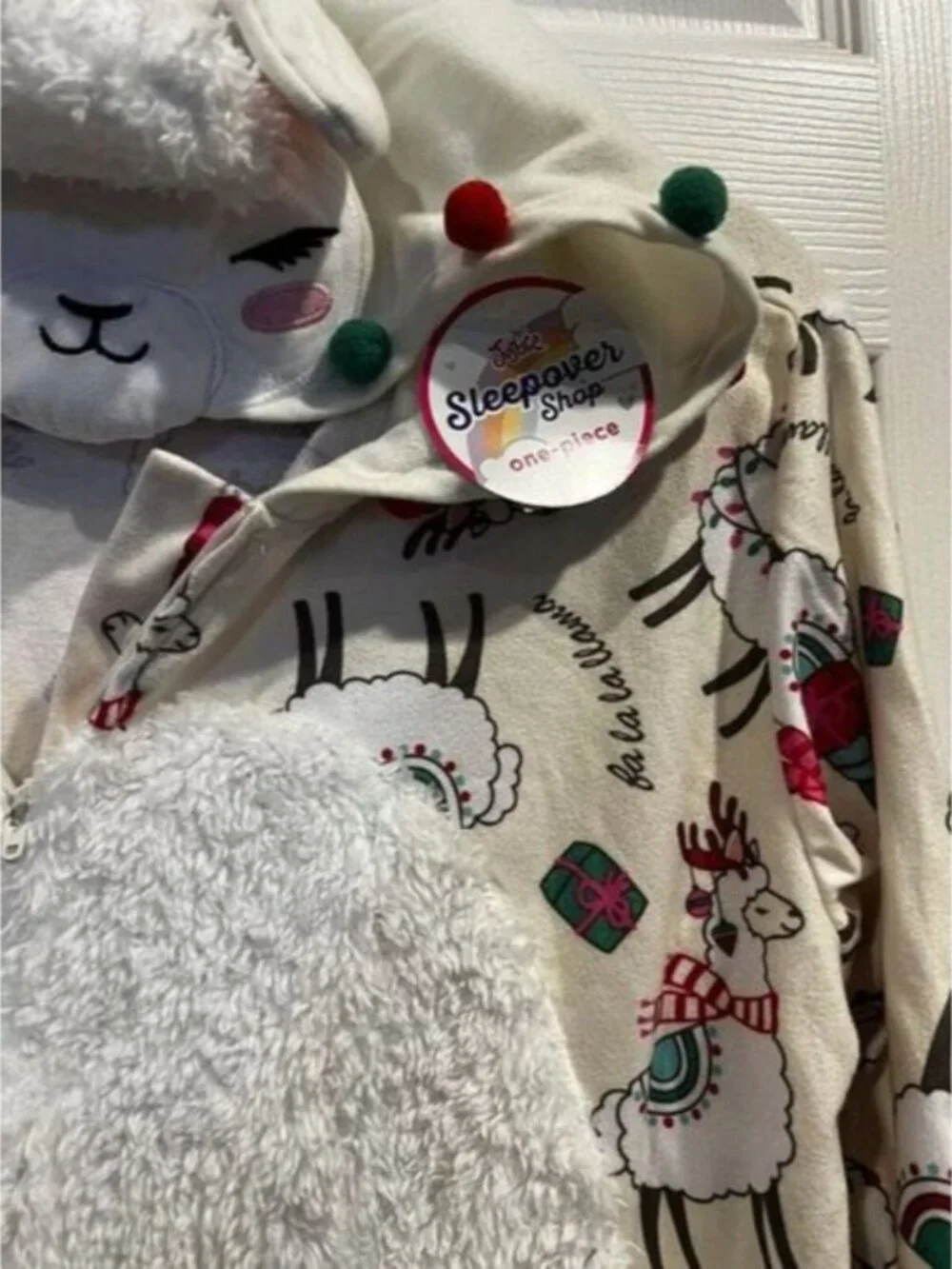 NWT Justice Christmas‎ Llama One Piece Sleep Over Outfit Size Girls 18 Plus